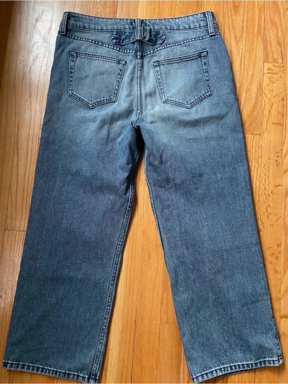 ALC Button Fly Cropped Wide Leg Medium Wash Jeans Womens 10